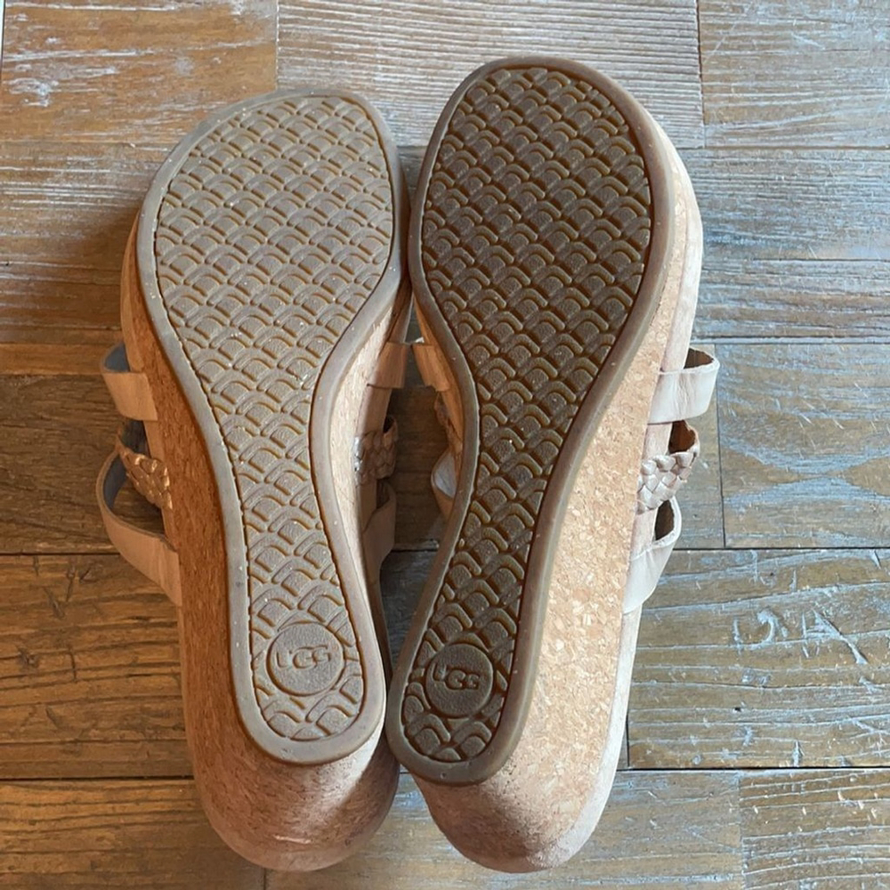 UGG Maddie Taupe Braided Wedge Heel Sandals Size 7 - Picture 8 of 16